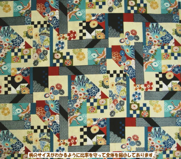 画像1: 綿ちりめん柄物５０cmｘ５５cm